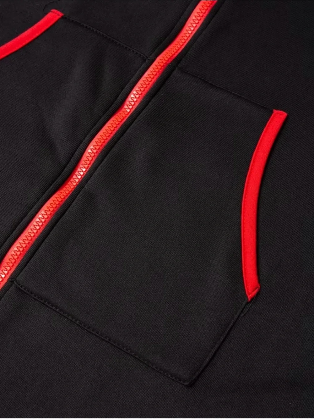 Kids Black One-Piece Footie with Red Trim